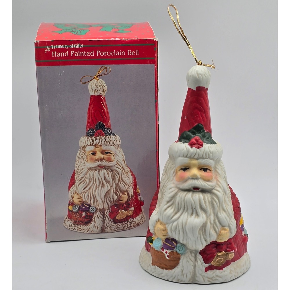 Vintage 90s Santa Claus Porcelain Bell Red 1996 Hand Painted 52833 Artmark Yule